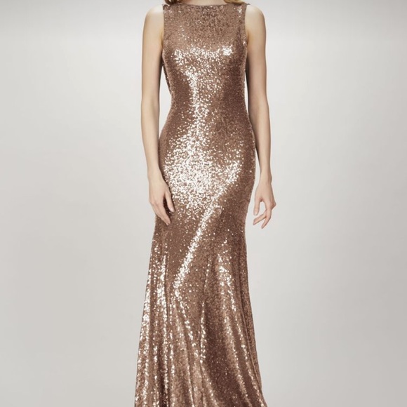 BHLDN x Theia Gemma Rose Gold Matte Sequins Dress 👗 - Picture 6 of 6